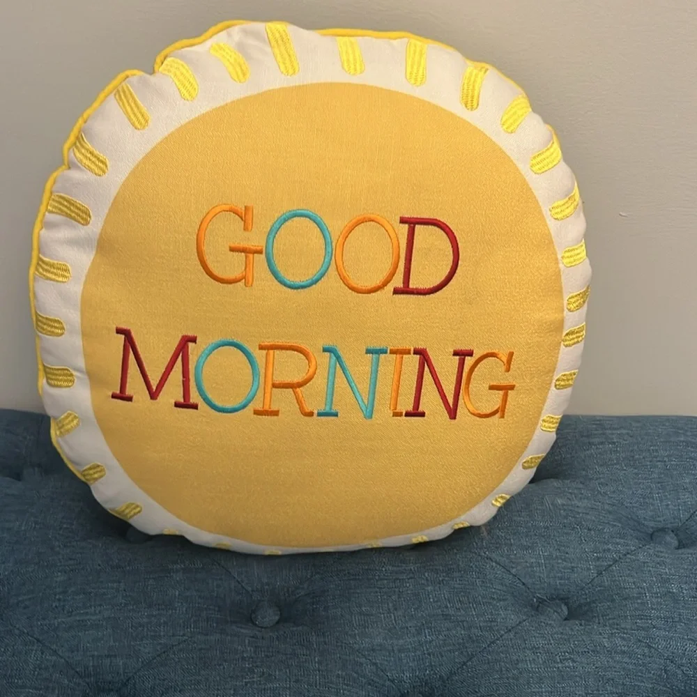 Good Morning/Good Night Reversible Circular Accent Pillow